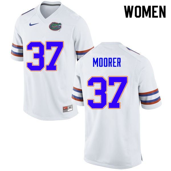 Women #37 Patrick Moorer Florida Gators College Football Jersey White